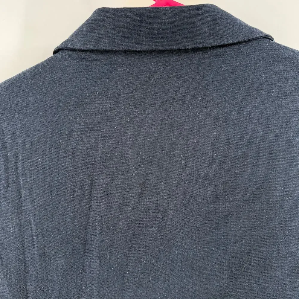 Amadi Anthropologie Blazer Womens Large NWT Navy Kayne Double Breast Linen Blend